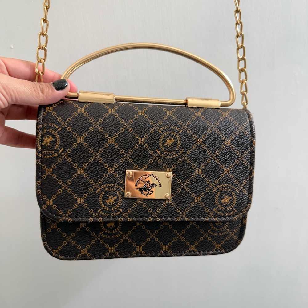 Beverly Hills Polo Club Purse Brown and Gold Small